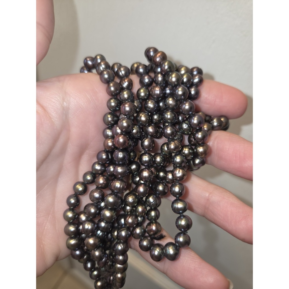 100" 6-7 Mm Black Freshwater Pearl Strand - Picture 4 of 12